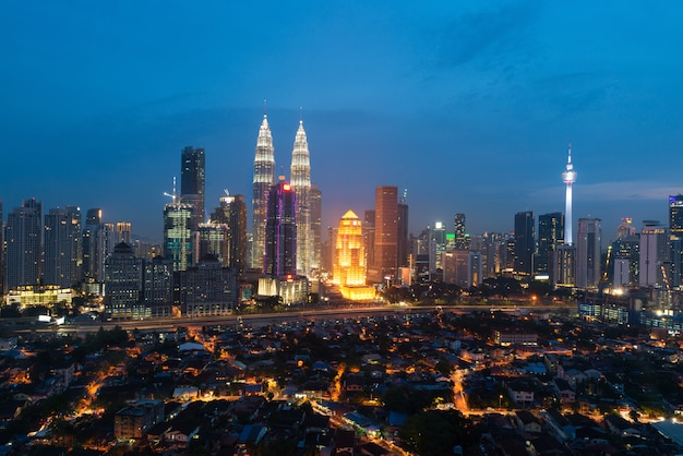 Kuala Lumpur skyline and skyscraper with highway road