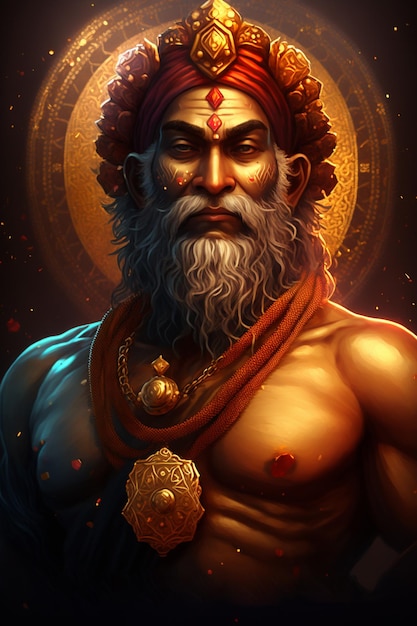 Kubera de Indiase god van rijkdom en welvaart in levendige details