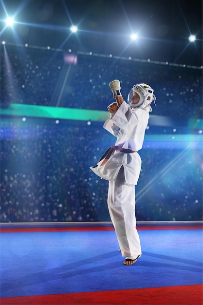 Фото Кудо-боец тренируется на большой арене blue