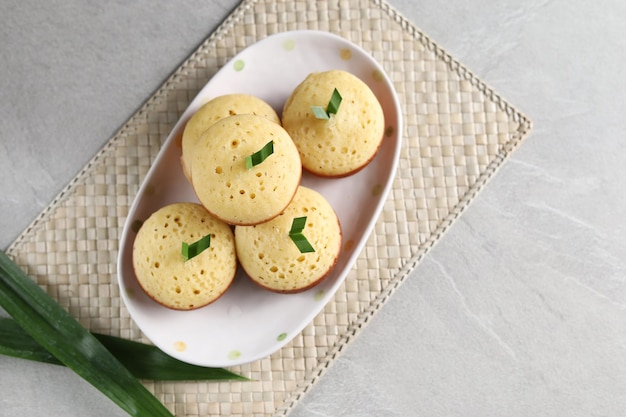 Kue Apem Jawa is Indonesian traditional snack, made from rice flour, coconut milk, and sugar.