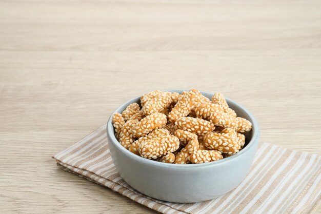 Kue Keciput, Indonesian traditional snack made from glutinous rice flour, egg, sugar and sesame seed