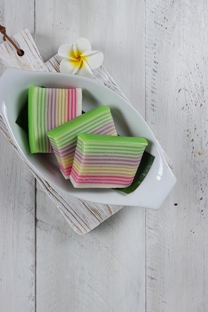 Kue Lapis Pepe or Rainbow Sticky Layer Cake is Indonesian traditional dessert made from rice flour