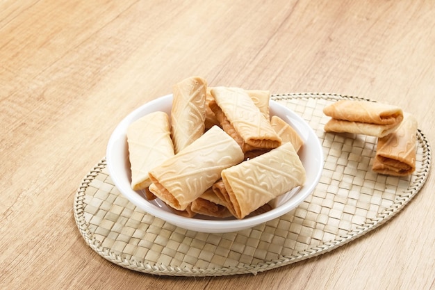 Kue Lempit or Kue Kapit Indonesian traditional snack crunchy and sweet