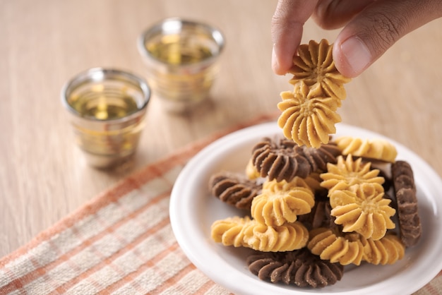 Kue sagu keju, kue tambang en kue semprit. koekjes voor lebaran idul fitri eid mubarak