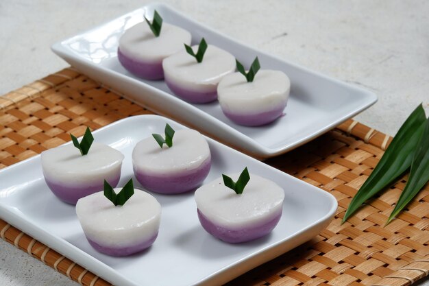 kue talam or kuih talam .steamed sweet dessert,from Peranakan Culture