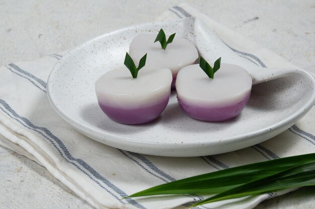 kue talam or kuih talam .steamed sweet dessert,from Peranakan Culture