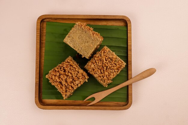 Kuih Koleh Kacang is a Malaysian Traditional Dessert Made From Mung Bean Flour and Coconut Milk