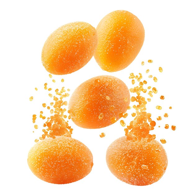 Kumquat Fruit in Round Slides and Hovering With Bright Orang Isolated Photoshoot Clean Blank BG