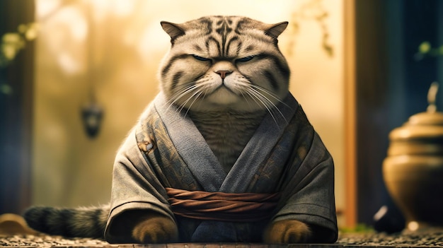 Kung fu character cat fat cat