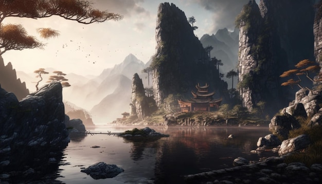 Kung fu shaolin tempel Chinees landschap