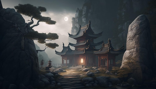 Kung fu shaolin temple chinese landscape