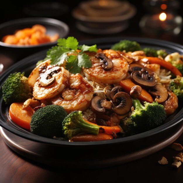 사진 kung pao shrimp spicy stirfried shrimp with peanuts and vegetables gourmet