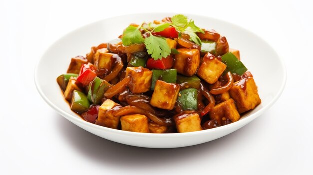 Kung Pao Tofu Vegetarian option isolated on a white background