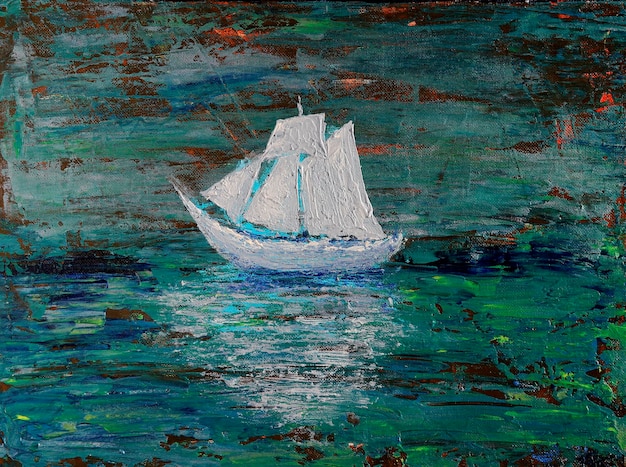 Foto kunst schilderij van de witte boot