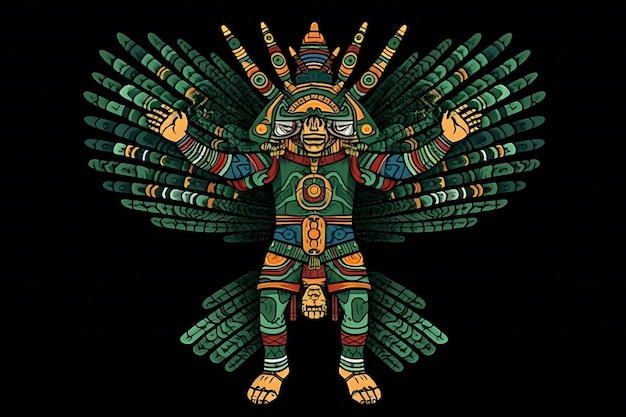 Kunst van de Azteekse Maya-god neuraal netwerk ai gegenereerd