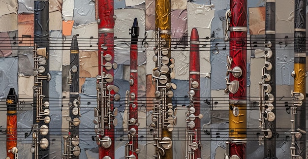 Kunst van muziekliefhebbers Instrumenten met muzieknoten en symbolen