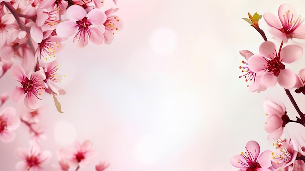 Kunst voorjaarsgrens achtergrond met roze bloesem Generatieve Ai