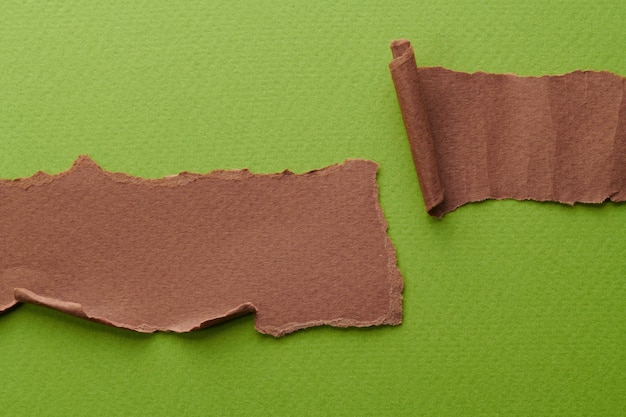 Kunstcollage van stukjes gescheurd papier met gescheurde randen Sticky notes-collectie groenbruine kleuren flarden van notitieboekjepagina's Abstracte achtergrond
