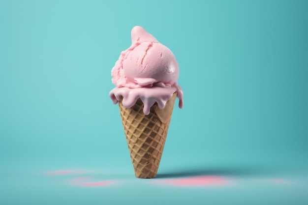 Kunstconcept ijs dessert blauwe wolk zomer crème roze crème ijs Generatieve AI