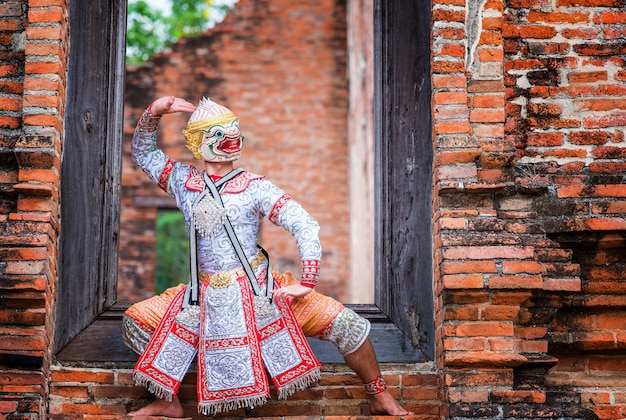 Kunstcultuur Thailand Dansen in gemaskerde khon in ramayana in de literatuur