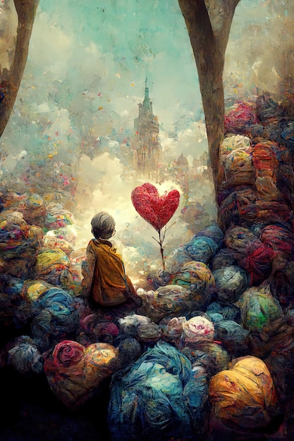 Kunstillustratie alle liefde in de wereld Kleurrijke harten en liefdesthema