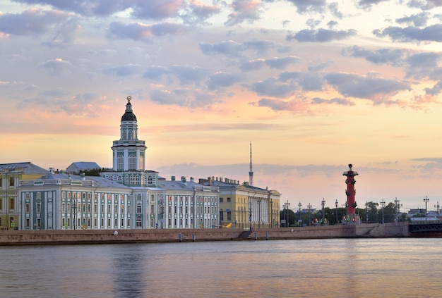 The Kunstkamera Museum building at dawn University embankment