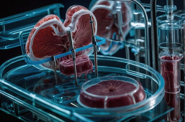 Kunstmatige harten tentoongesteld in een hightech lab