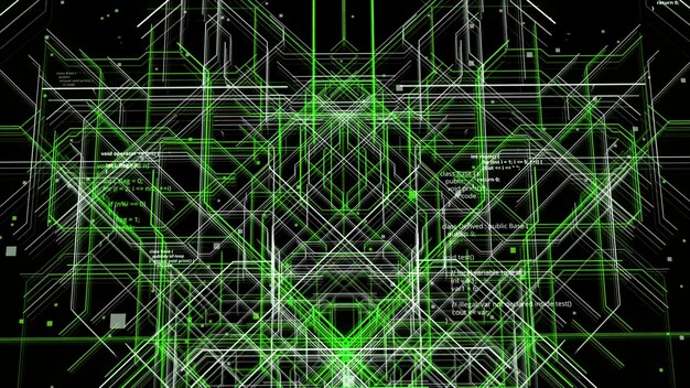 Kunstmatige intelligentie die verbindingen creëert van witte en groene kleuren naadloze loops-animatie