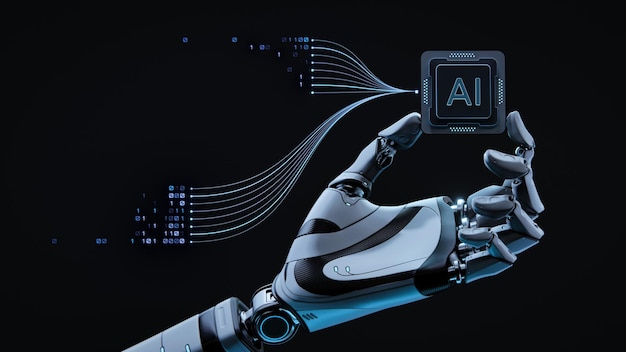 Kunstmatige intelligentie en neurale netwerken robot met een processor met AI