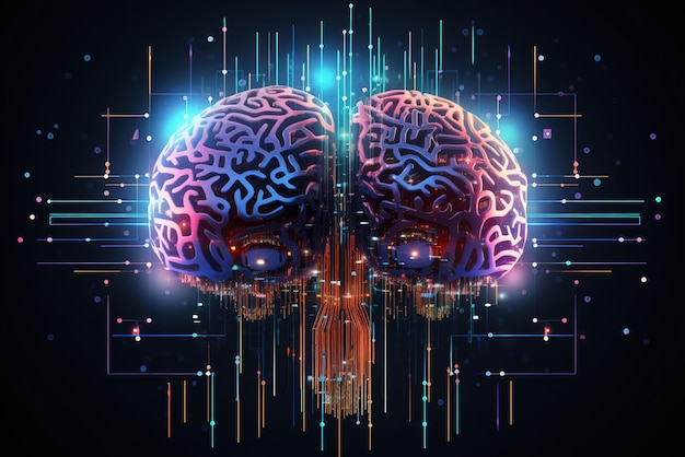 Kunstmatige intelligentie hersenen digitale abstracte technologie futuristische generatieve AI