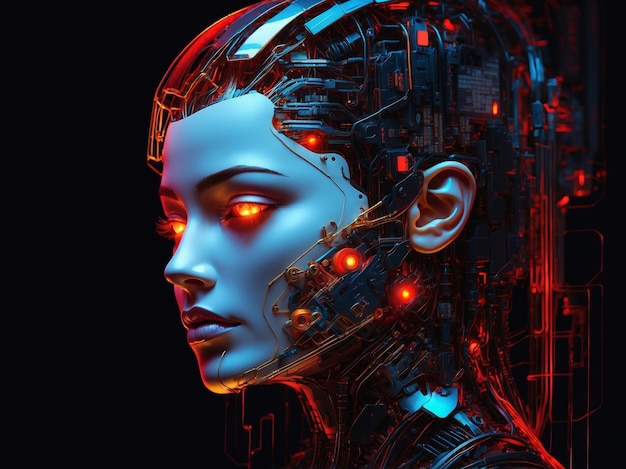 Kunstmatige intelligentie in cyberpunk vrouw