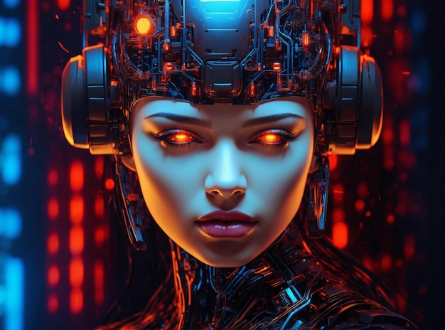 Kunstmatige intelligentie in cyberpunk vrouw