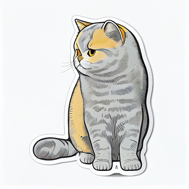 Foto kunstontwerp in brits kort haar sticker gestanst van kat met minimaal concept