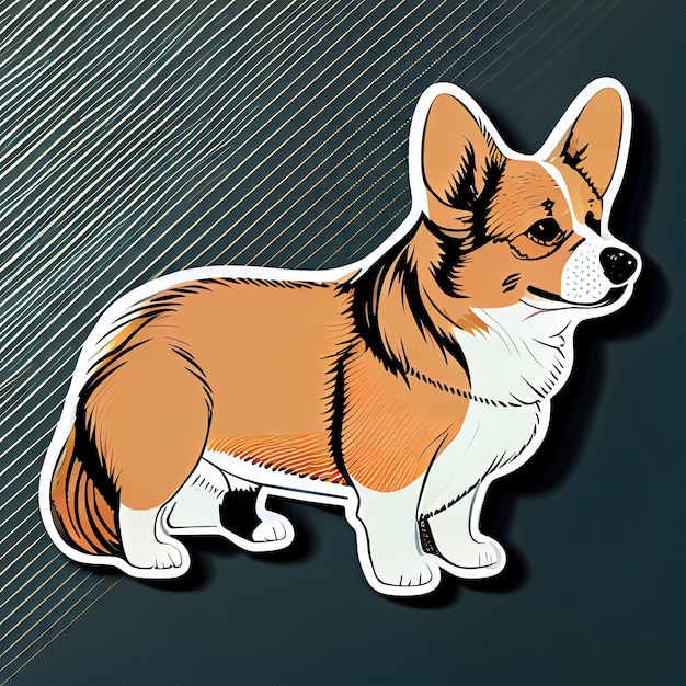 Kunstontwerp in corgi sticker gestanst van hond met minimaal concept