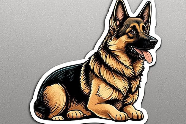 Kunstontwerp in Duitse herder sticker gestanst van hond met minimaal concept