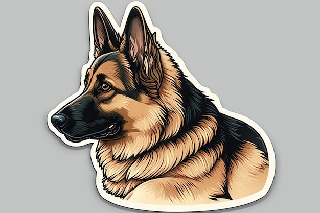 Kunstontwerp in Duitse herder sticker gestanst van hond met minimaal concept