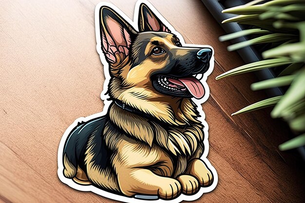 Foto kunstontwerp in duitse herder sticker gestanst van hond met minimaal concept