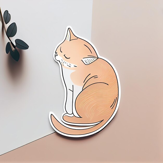 Foto kunstontwerp in kattensticker die-cut van kitten met minimaal concept