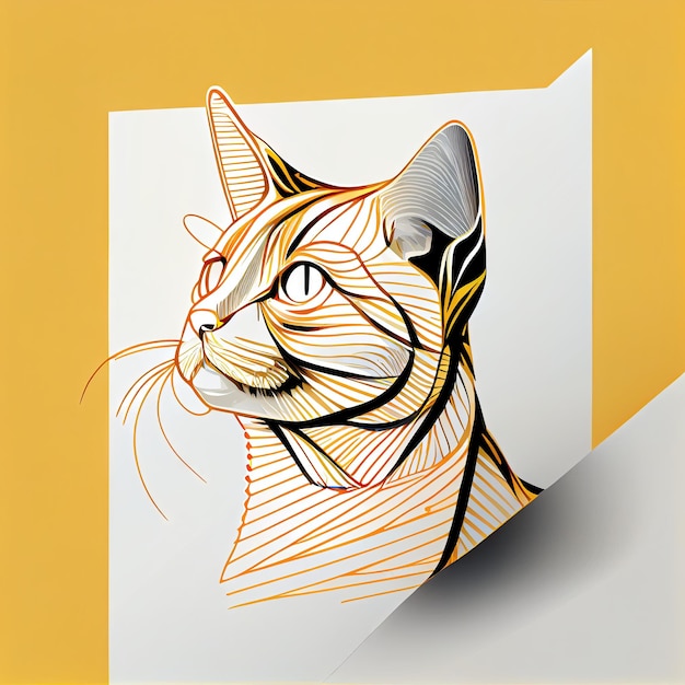 Foto kunstontwerp in kattensticker die-cut van kitten met minimaal concept