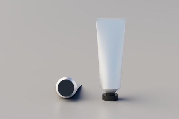 Kunststof aluminium cosmetische verf meerdere buis mockup 3D-rendering