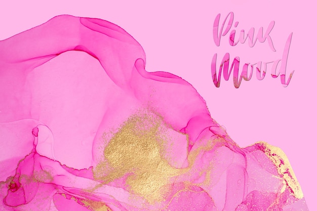 Kunstwerk handgetekende roze en gouden banner ontwerpsjabloon