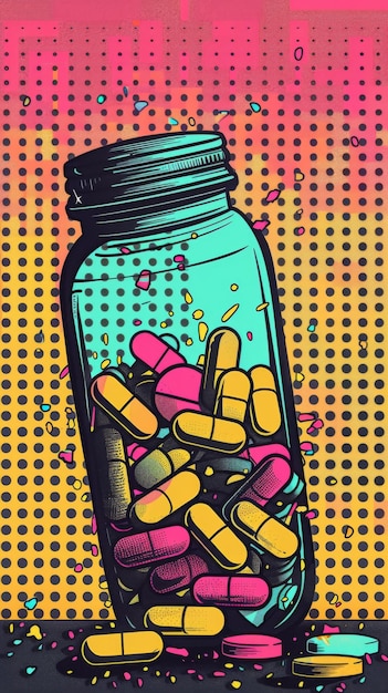 Foto kunstwerk over drugs en medicijnen voor het achtergrondontwerp van de dag tegen drugs