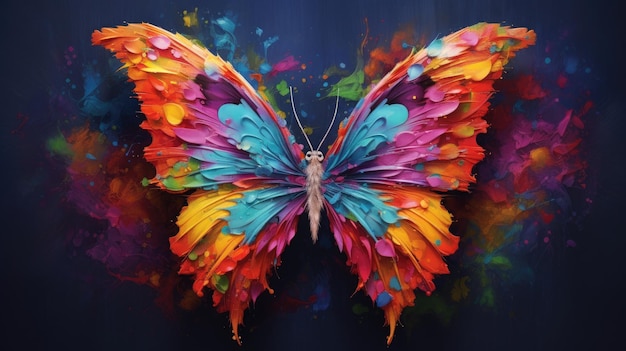 Foto kunstwerk van regenboogvlinder kleurrijke prachtige vlinder generatieve ai