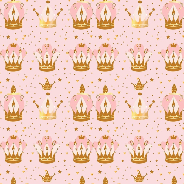 Foto kunstzinnig naadloos patroon van gouden kronen met roze splashes voor een koninklijke touch
