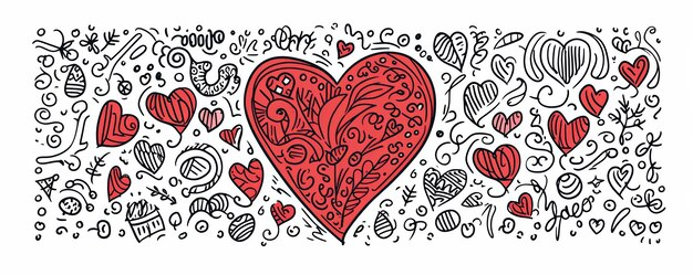 Kunstzinnige hartdoodle met Valentine-elementen