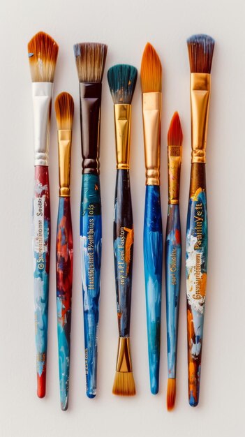 Kunstzinnige penseels met kleurrijke handgrepen