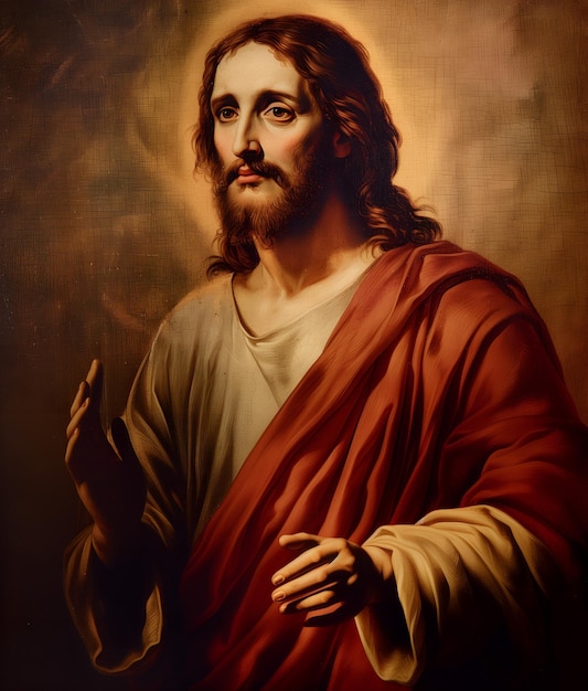 Foto kunstzinnige schilderij van een portret van jezus christus