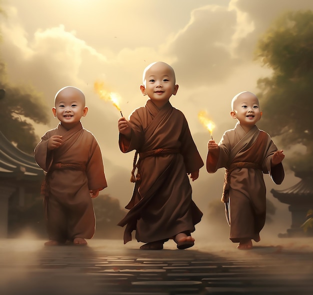 Kunstzinnige Serenity Little Monks in AI Art