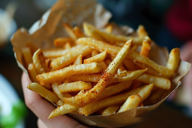 Kunstzinnige voorstelling van persoon met friet