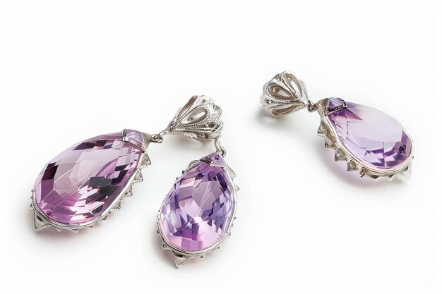 Kunzite Earrings On White Background